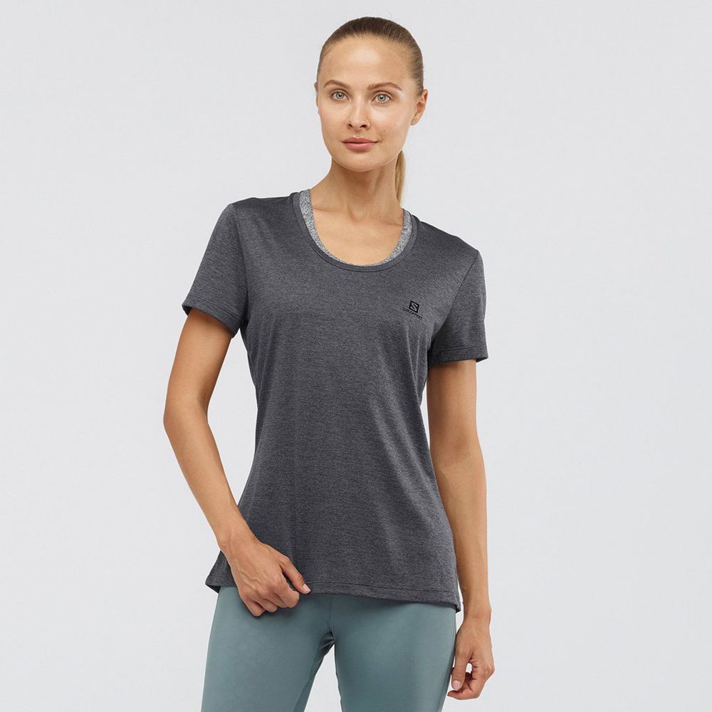 Salomon Israel AGILE - Womens T shirts - Black (HQVZ-40975)